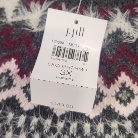 J Jill Sweater Dress Womens 3X Gray Fair Isle Knit Pullover Crewneck NWT NEW - Picture 7 of 16
